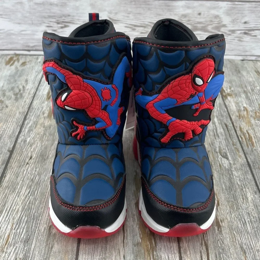 Baby  Boy’s Spider-Man Light Up Winter Snow Boots Shoes Size 6